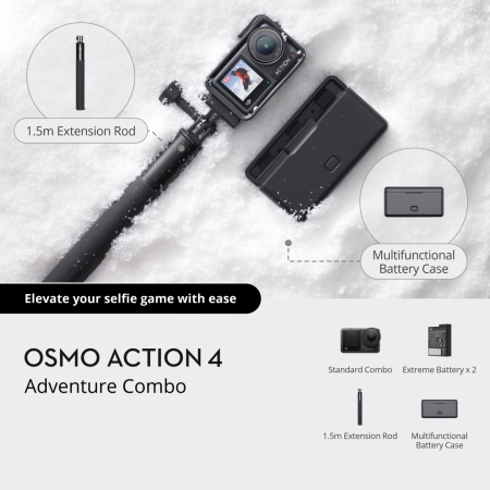 Pilt esemest 'DJI Osmo Action 4 Adventure Combo Seikluskaamera'.